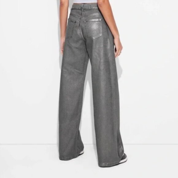 Women's High-Rise Baggy Jeans - Wild Fable Dark Gray 0 - Picture 2 of 3